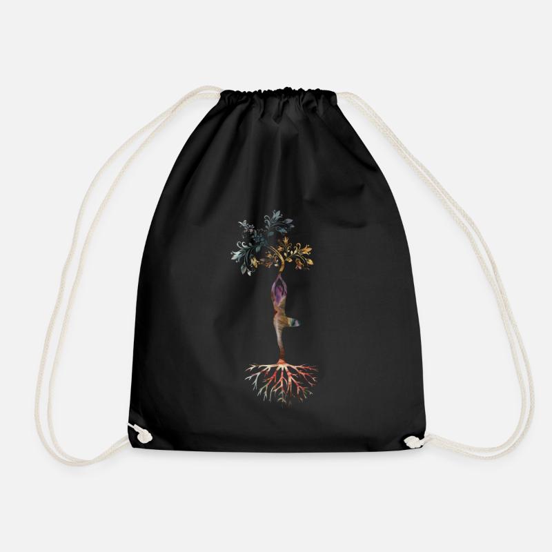 Yoga Baum des Lebens mit Gemälde Kunst Geschenk - Turnbeutel - Schwarz