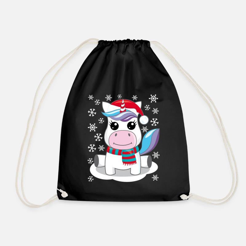 Einhorn Weihnachten Geschenk Weihnachtsgeschenk - Turnbeutel - Schwarz