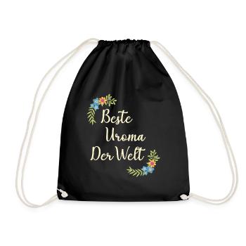 Beste Uroma der ganzen Welt Geschenk floral Uroma - Turnbeutel - Schwarz - Vorne