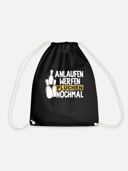 Bowling Kegeln Anlaufen Werfen Fluchen Nochmal Bow - Turnbeutel - Schwarz