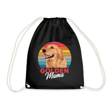 Golden Retriever Mama süßes Geschenk - Turnbeutel - Schwarz - Vorne
