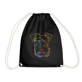 Bunte Schnauzer Hund - Turnbeutel - Schwarz - Vorne