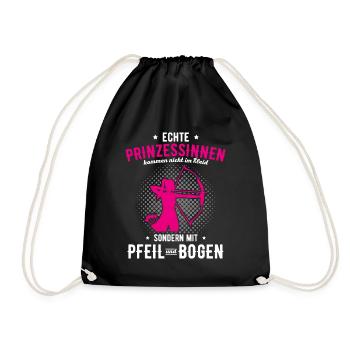 Prinzessin Pfeil & Bogen Spruch Bogenschützen Boge - Turnbeutel - Schwarz - Vorne
