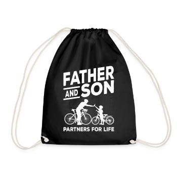Fahrrad Vater und Sohn Spruch Geschenk - Turnbeutel - Schwarz - Vorne