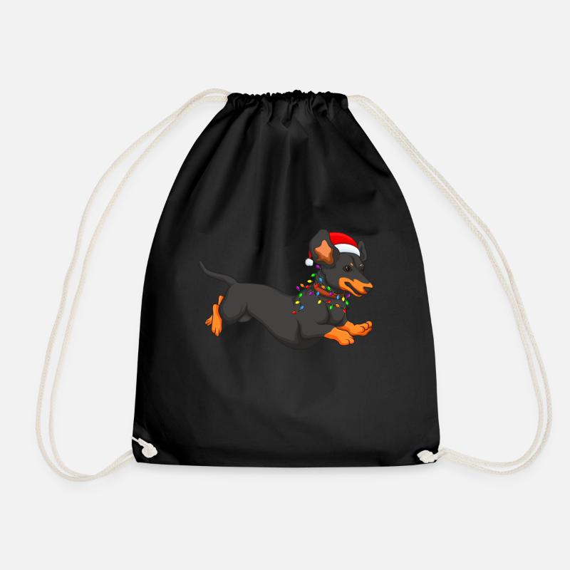 Dackel Weihnachten Geschenk Xmas Hunde - Turnbeutel - Schwarz