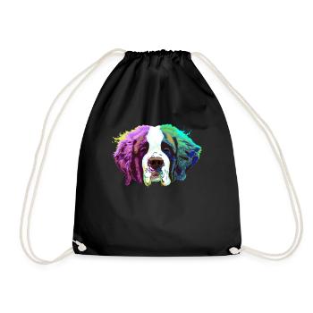 Splash Saint Bernard Dog - Drawstring Bag - black - Front
