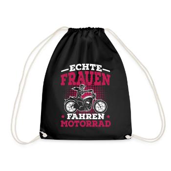 Echte Frauen fahren Motorrad lustig - Turnbeutel - Schwarz - Vorne