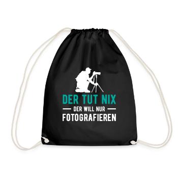Der Tut Nix der Will nur Fotografieren Kamera Foto - Turnbeutel - Schwarz - Vorne