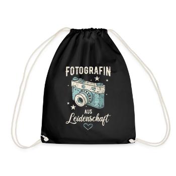 Fotografin aus Leidenschaft Fotografie Kamera Foto - Turnbeutel - Schwarz - Vorne