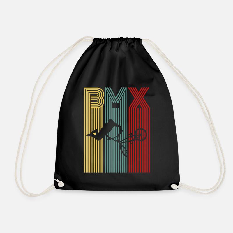 BMX stunt retro freestyle rider gift - Drawstring Bag - black