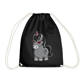 Evil Angry Unicorn Unicorn Funny Gift - Drawstring Bag - black - Front