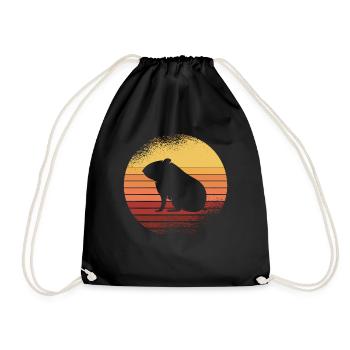 Hamster Retro Vintage Golden Hamster Funny Gift - Drawstring Bag - black - Front