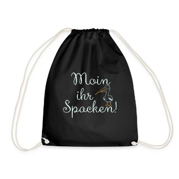 Moin Ihr Spacken Plattdeutsch Geschenkidee - Turnbeutel - Schwarz - Vorne