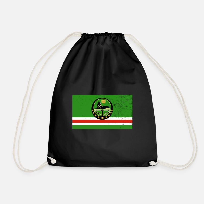 Chechnya Chechen flag vintage effect - Drawstring Bag - black
