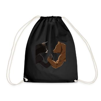 Arm wrestling bull against bear stock market - Drawstring Bag - black - Front