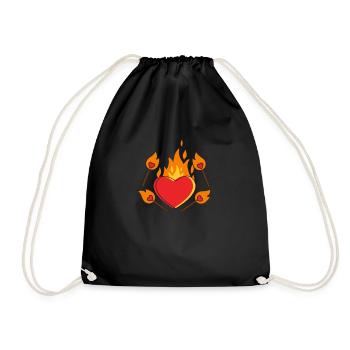 Jahrestag Herz Liebe Feuer Streichholz Rot Orange - Turnbeutel - Schwarz - Vorne