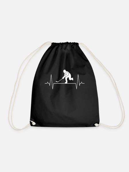 Eishockey Spieler Herzschlag Ice Hockey Geschenk - Turnbeutel - Schwarz