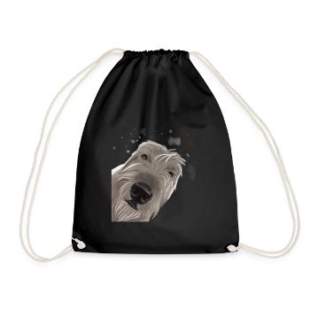 Curious Irish Wolfhound Dog - Drawstring Bag - black - Front