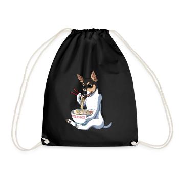 Japanischer Anime Rat Terrier Hund Ramen - Turnbeutel - Schwarz - Vorne