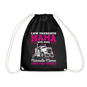 LKW Mama Trucker Babe Spruch Truckerin - Turnbeutel - Schwarz - Vorne