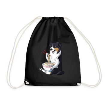 Anime japonais Ramen Australian Shepherd chien - Sac de sport léger - noir - Devant
