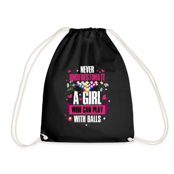 Billiard Pool Snooker Funny Gift - Drawstring Bag - black - Front