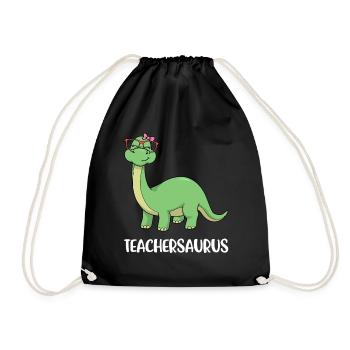 Dinosaur Teacher Teaching Funny Gift - Drawstring Bag - black - Front