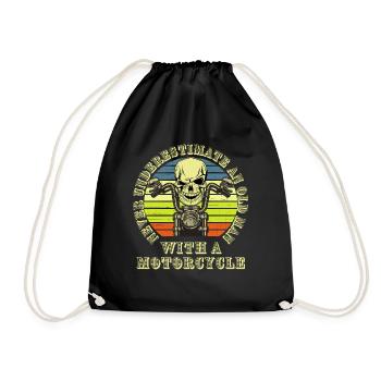 Alter Mann mit Motorrad - Turnbeutel - Schwarz - Vorne