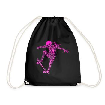 Skater Girl Skateboard Stunt Geschenk - Turnbeutel - Schwarz - Vorne