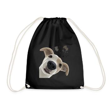 Curious Whippet Dog - Drawstring Bag - black - Front