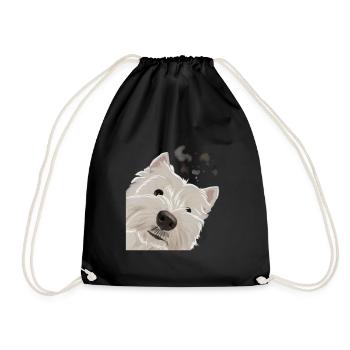 Neugieriger West Highland White Terrier Hund - Turnbeutel - Schwarz - Vorne