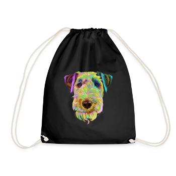Splash Welsh Terrier Dog - Drawstring Bag - black - Front