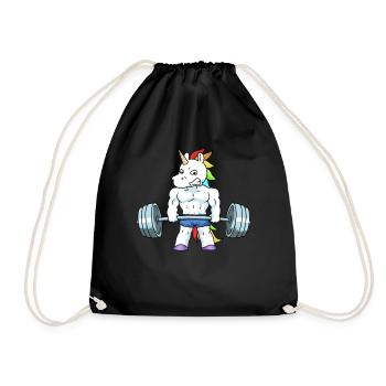 Weightlifting Unicorn Funny Gift - Drawstring Bag - black - Front
