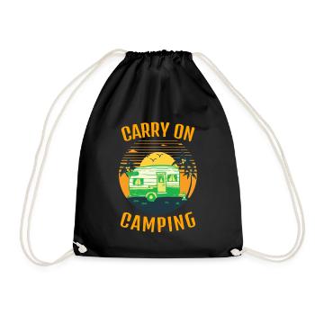 Carry On Camping With Sunset - Drawstring Bag - black - Front