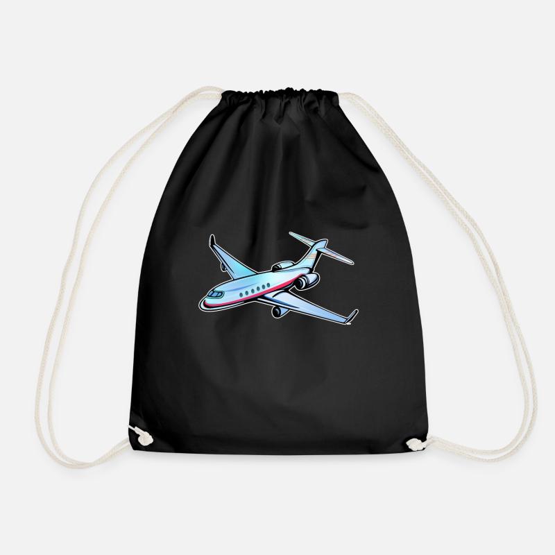 Airplane Funny Pilot Gift - Drawstring Bag - black