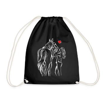 Chevaux filles amour cavalière - Sac de sport léger - noir - Devant