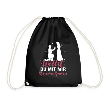 Heiratsantrag Willst Du Mit Mir Steuern Sparen Hei - Turnbeutel - Schwarz - Vorne