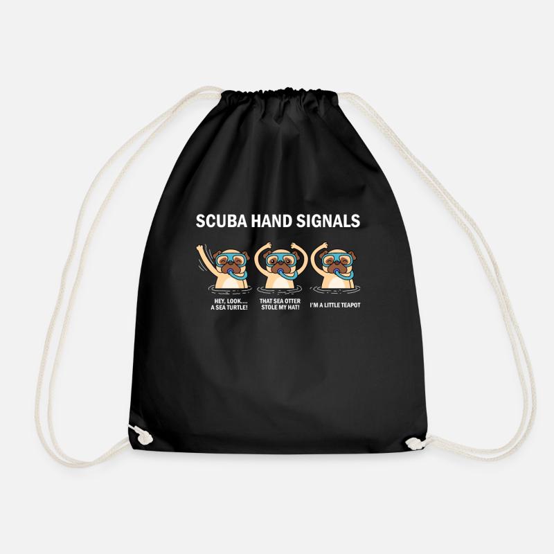 Scuba Hand Signals Scuba Diving Gift - Drawstring Bag - black