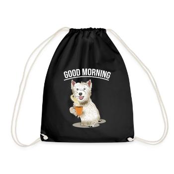 West Highland White Terrier Gift - Drawstring Bag - black - Front