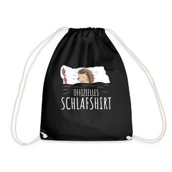 Offizielles Schlafshirt Igel Schlafen Chillen - Turnbeutel - Schwarz - Vorne