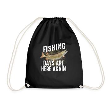 Funny Northern Pike Fishing Freshwater Fish Gift - Drawstring Bag - black - Front