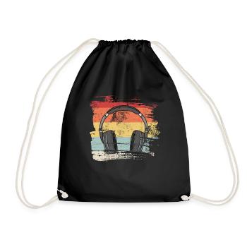 Retro 80s and 90s Headphones - Drawstring Bag - black - Front