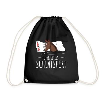 Offizielles Schlafshirt Pferde Liebhaber Pferd - Turnbeutel - Schwarz - Vorne