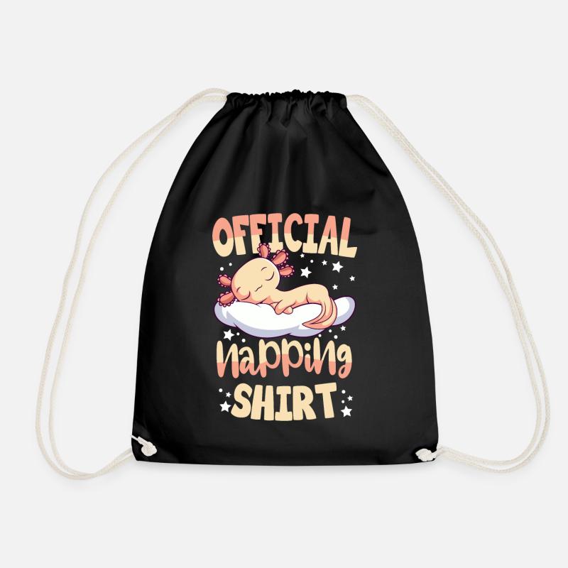 Axolotl Sleeping Shirt Gift - Drawstring Bag - black