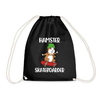 Hamster Skateboard Skateboard Geschenk - Turnbeutel - Schwarz - Vorne