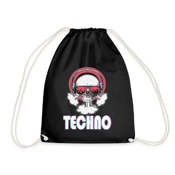 Techno music Totenkopf mit Sonnenbrille - Turnbeutel - Schwarz - Vorne