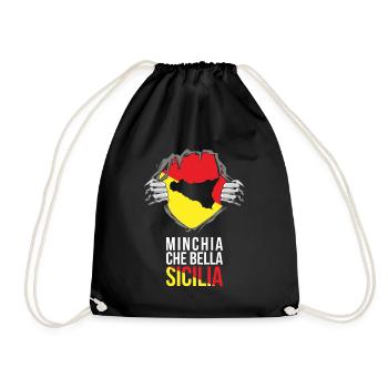 Trinacria Maglietta MINCHIA CHE BELLA Sicilia - Turnbeutel - Schwarz - Vorne