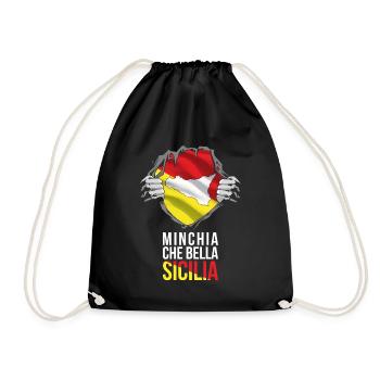 Trinacria Maglietta MINCHIA CHE BELLA Sicilia - Turnbeutel - Schwarz - Vorne