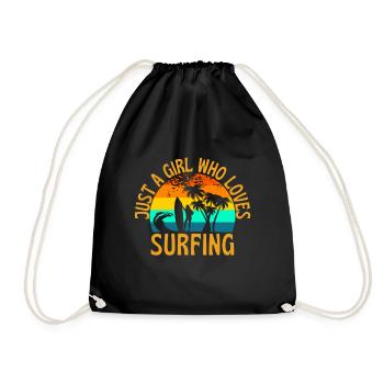 Just A Girl Who Loves Surfing Surfer - Turnbeutel - Schwarz - Vorne