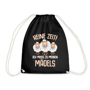 Keine Zeit ich muss zu meinen Mädels Schaf - Turnbeutel - Schwarz - Vorne